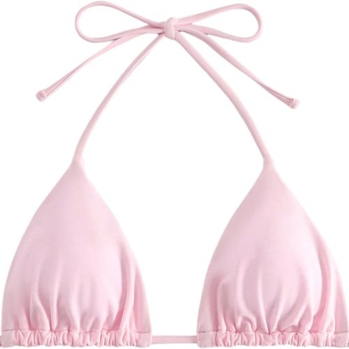 Women Solid Triangle Bikini Top Sexy Halter String Micro Bathing Suits Tops