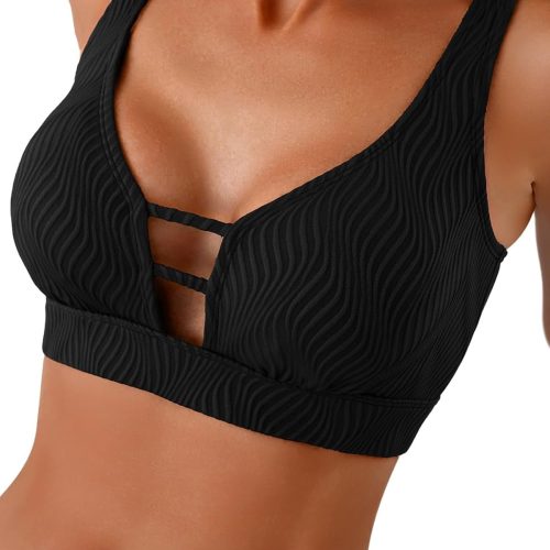 Push Up Bikini Top Women Textured Sexy Swim Suit Tops Scoop Neck Swimsuit Top Fashion Bathing Suit Tops