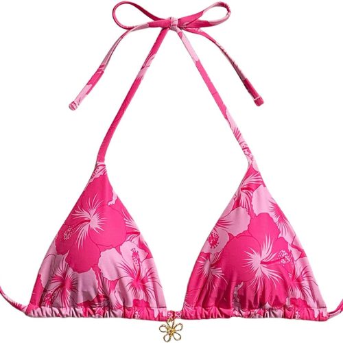 Floral Halter String Triangle Bikini Top for Women Bathing Suit Swim Top