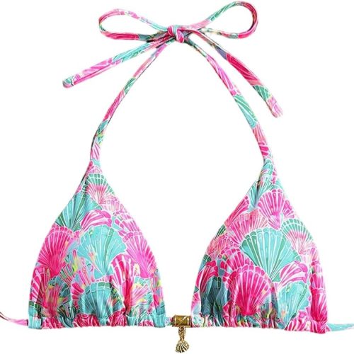 Women Bikini Top Halter Triangle Padded Swimsuit Top Only Swim Vacation Bathing Suit