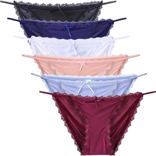 Women Sexy Lace Silky String Bikini Panties Multi-Pack Comfort Cheeky Underwear Briefs