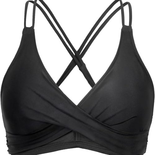 Twist Front Bikini Tops for Women Push Up Bathing Suit Top Padded Swimsuit Top