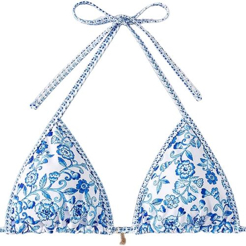 Women Triangle Bikini Top Only Tie Back String Floral Print Padded Swimwear Bathing Suits Tops