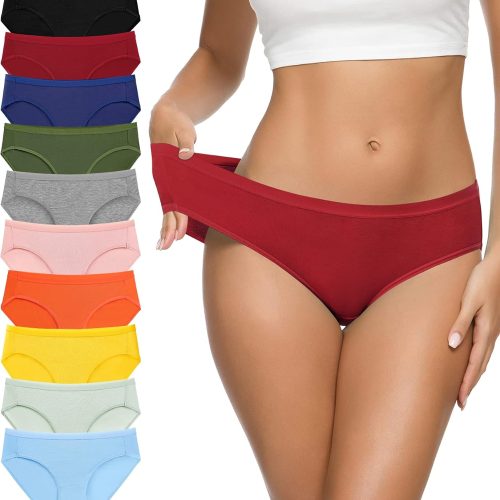Women Cotton Bikini Panties High-Cut Full Coverage Stretch Cool Underwear for Women