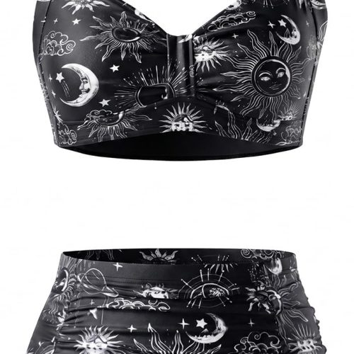 Women High Waisted Bikini Set Two Piece Swimsuit Tummy Control Bathing Suit Vintage Halter Swimwear