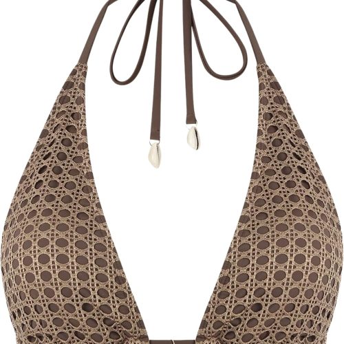 Women Triangle Bikini Top Multiway Fishnet Tie Back Bandeau Halter String Bikini Swimsuit Bathing Suit