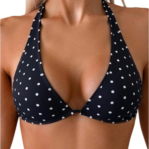 Women Polka Dots Triangle Bikini Top Halter String Bathing Suit Swimsuit Tops