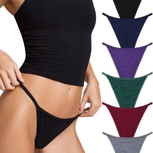 Cotton Underwear for Women Plus Size String Bikini Panties Low Waist Cheeky Underwear High Cut Stretch Ladies Briefs