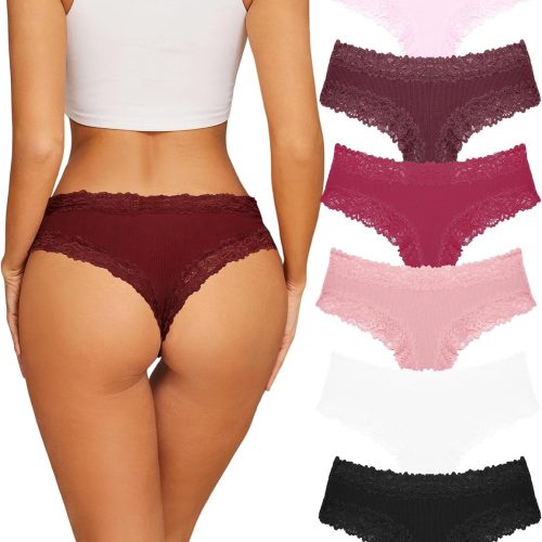Women Cotton Underwear Sexy Lace Brazilian Panties Soft Breathable Cotton Bikini for Ladies