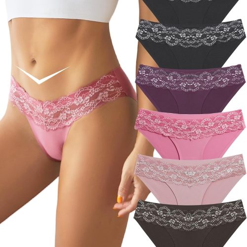 Seamless Underwear for Women Sexy No Show Bikini Panties Lace High Cut Hipster Cheeky Panty
