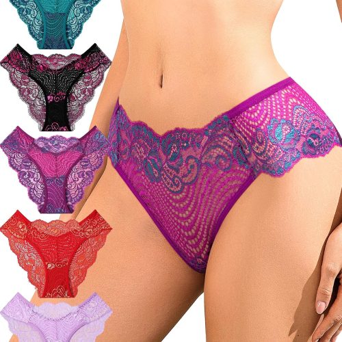 Sexy Lace Bikini Underwear for Women High Cut Cheeky Panties Low Rise Scalloped Edge Breathable Undies